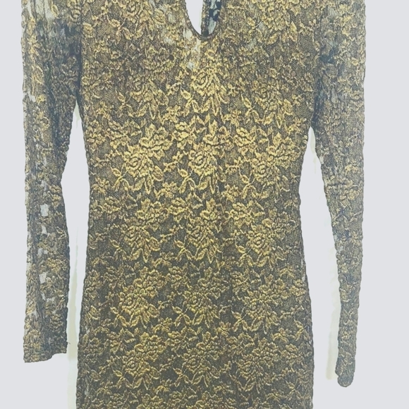 Bisou Bisou Gold & Black lace dress - Picture 5 of 8